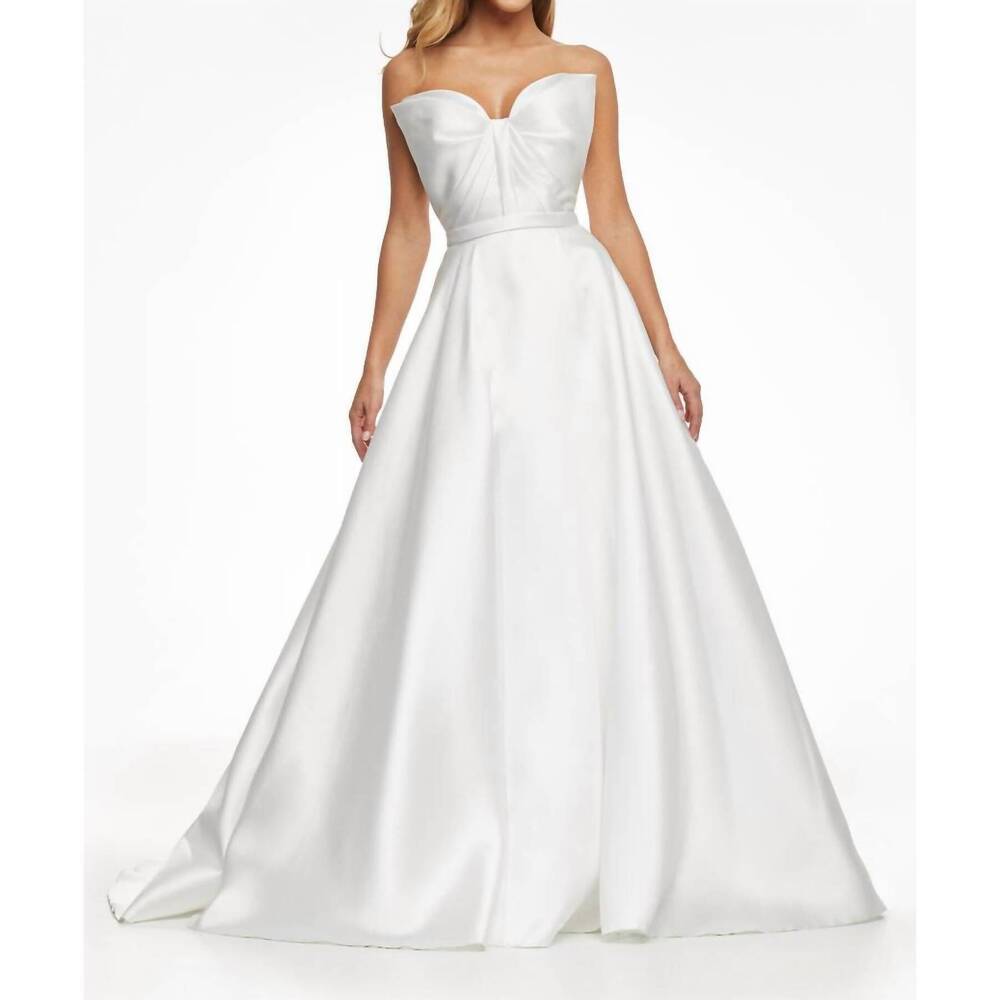 NEW ASHLEYLAUREN women's admiring glances bridal dress in ivory